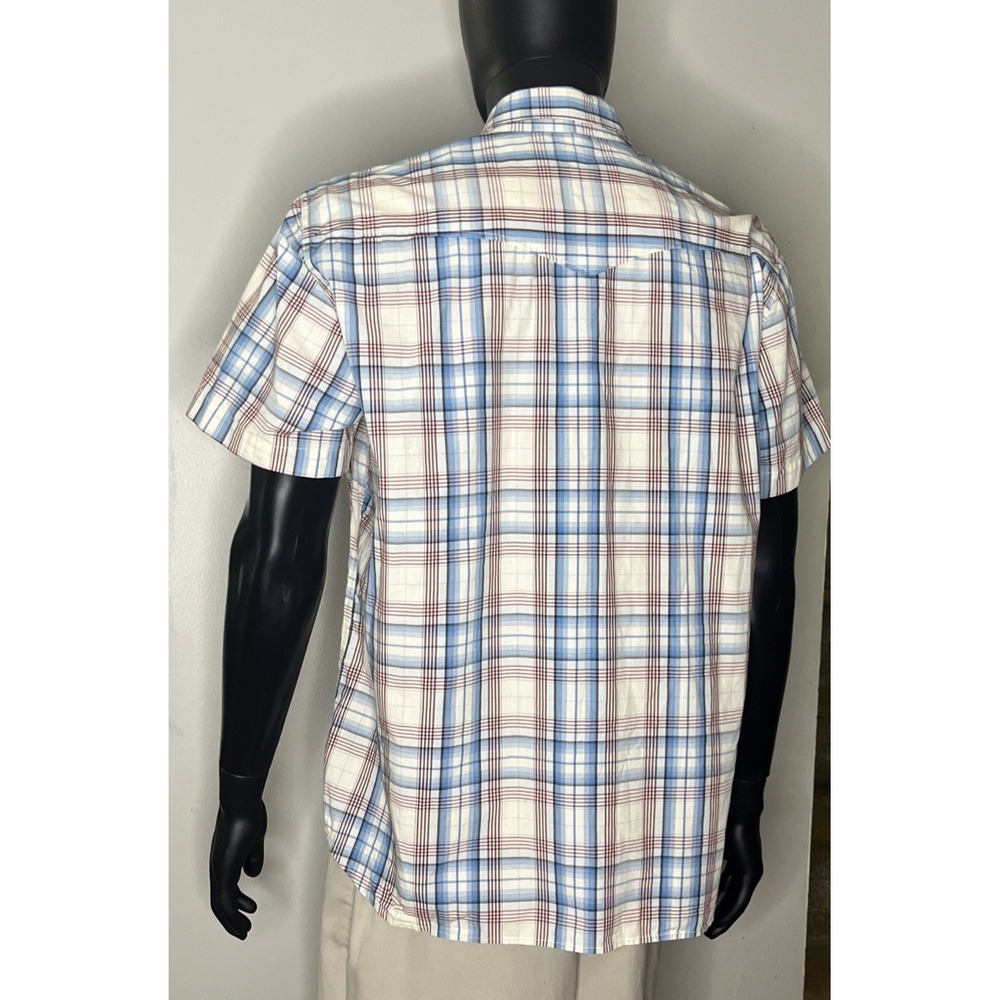 Lucky Brand Pearl Snap Shirt Mens XL Blue Plaid Short Sleeve Western Cowboy Cut - Picture 3 of 3